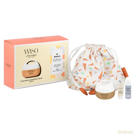 Shiseido Set (Waso Clear Mega-Hydrating Cream 50 ml + Waso Soft + Cushy Polisher 5 ml + Waso Fresh Jelly Lotion 7 ml)