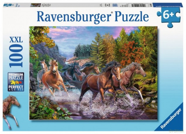 RAVENSBURGER 100 el. - Galop koni przez rzekę [PUZZLE]