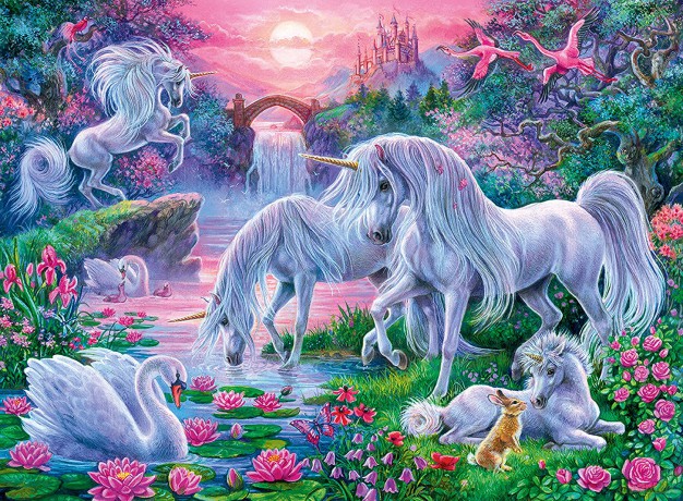 RAVENSBURGER 150 el. - Jednorożce o zachodzie słońca [PUZZLE]