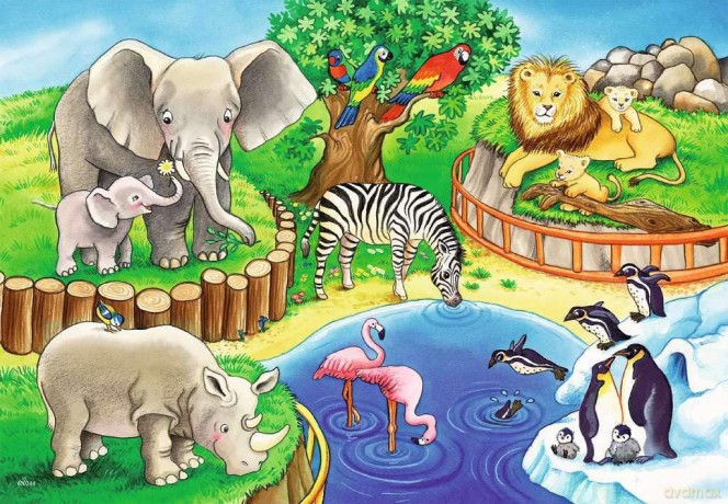RAVENSBURGER 2x12 el. - Zwierzęta w Zoo [PUZZLE]