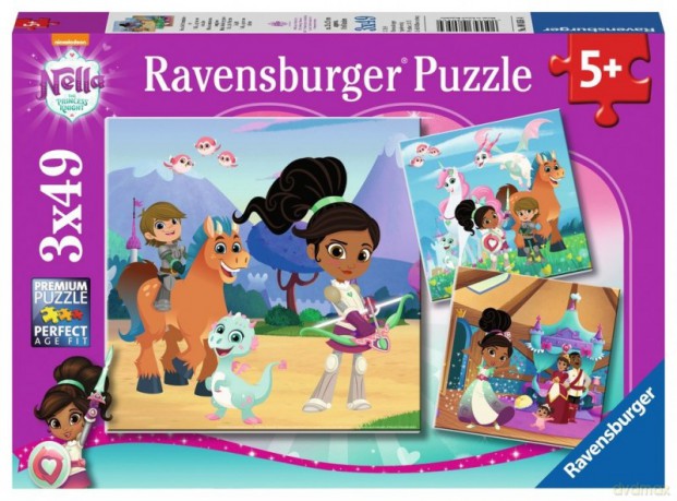 RAVENSBURGER 3x49 el. - Nella, Księżniczka i rycerz [PUZZLE]