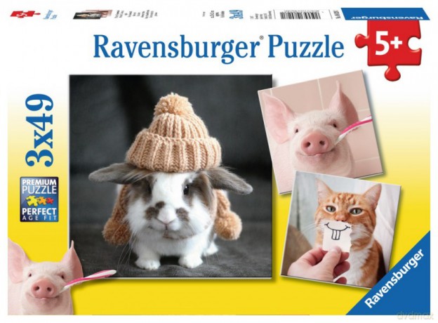 RAVENSBURGER 3x49 el. - Śmieszne portrety zwierząt [PUZZLE]