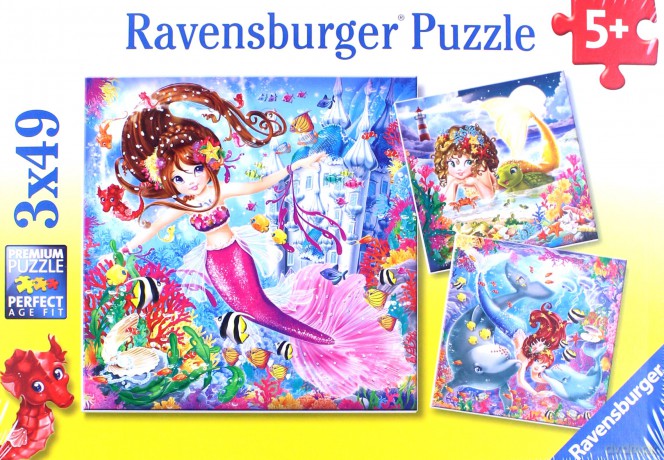 RAVENSBURGER 3x49 el. - Urocze syrenki [PUZZLE]