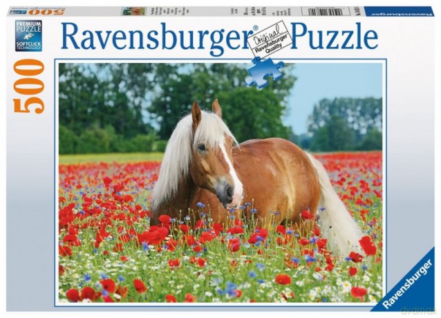 RAVENSBURGER 500 el. Koń na łące maków [PUZZLE]