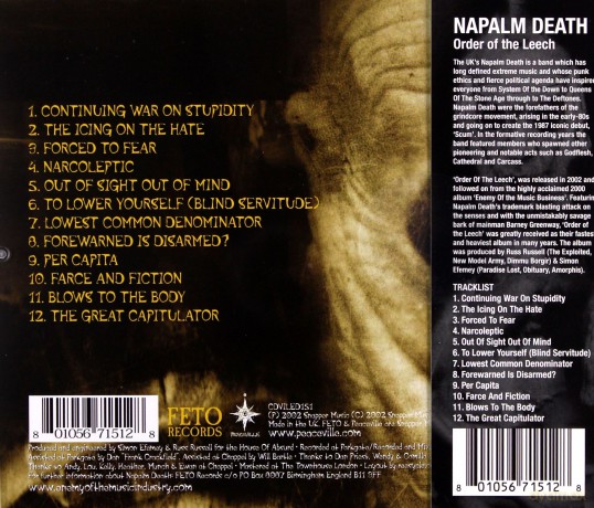 Napalm Death: Order Of The Leech [CD]