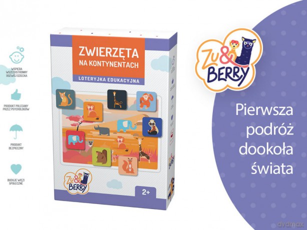 Zwierzęta na kontynentach. Loteryjka edukacyjna Zu&Berry [GRA]