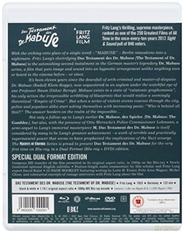 The Testament of Dr. Mabuse (Testament doktora Mabuse) (Masters of Cinema) [Blu-Ray]+[DVD]