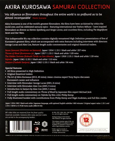 Kurosawa: The Samurai Collection: Seven Samurai / Throne of Blood / The Hidden Fortress / Yojimbo / Sanjuro (Siedmiu samurajów / Tron we krwi / Ukryta forteca / Straż przyboczna / Sanjuro - Samuraj znikąd) [4xBlu-Ray]