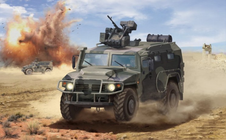 Model plastikowy GAZ Tigr-M ze zdalnie sterowaną wieżą Arbalet-DM