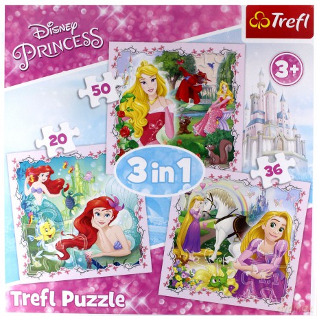 TREFL 3w1 Księżniczki - Roszpunka, Aurora i Ariel [PUZZLE]