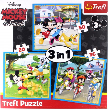 TREFL 3w1 Myszka Miki - Z przyjaciółmi [PUZZLE]