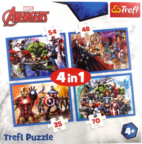 TREFL 4w1 Avengers - Nieustraszeni Avengersi [PUZZLE]