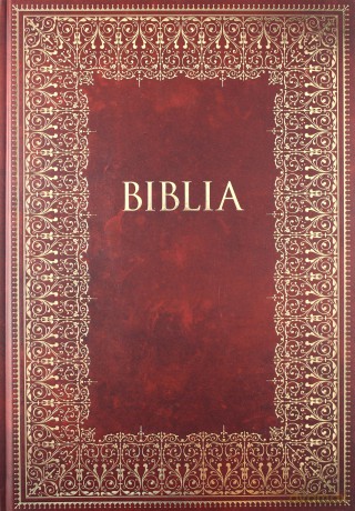 Biblia domowa bordowa złocony brzeg - Kazimierz Romaniuk [KSIĄŻKA]