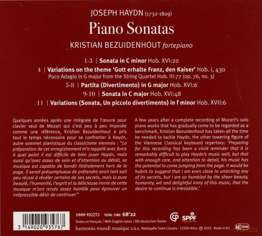 Haydn: Piano Sonatas Bezuidenhout (digipack) [CD]