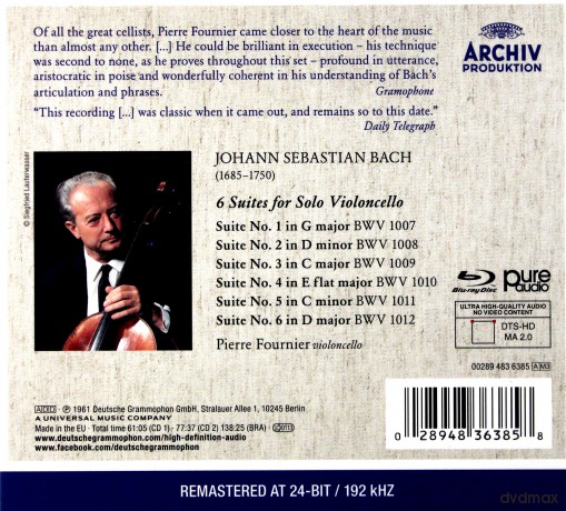 Pierre Fournier: Bach Cello Suites [2CD]+[Blu-Ray]