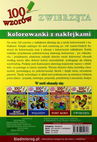 100 wzorów Kolorowanki z naklejkami Zwierzęta [KSIĄŻKA]