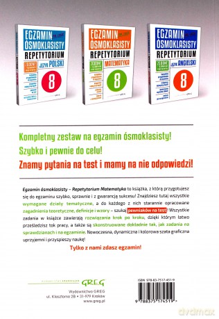 Matematyka egzamin ósmoklasisty. Repetytorium - Marlena Andrzejczak, Lucyna Butowska, Grażyna Kiełczykowska [KSIĄŻKA]