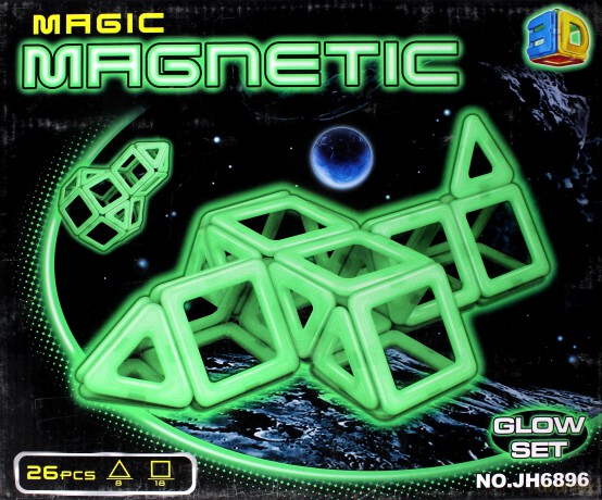 Klocki magnetyczne 26 el. fluorescencyjne [KLOCKI]