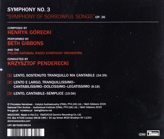 Beth Gibbons & Polish National Radio Symphony Orchestra: Henryk Górecki: Symphony No. 3 (Symphony Of Sorrowful Songs) [CD]