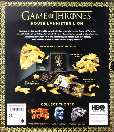 Gra o Tron The House Lannister Lion 3D Mask & Wall Mount [KSIĄŻKA]