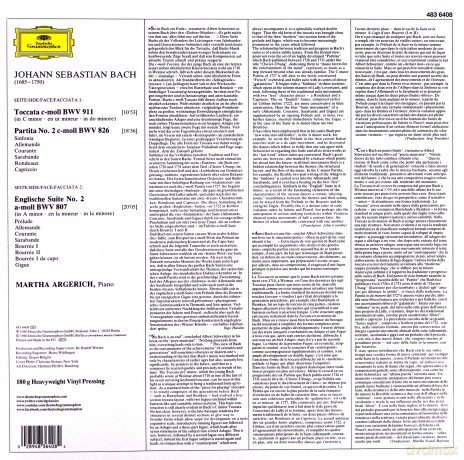 Martha Argerich: Bach Toccata In C Minor, Partita 2, English Suite 2 [Winyl]