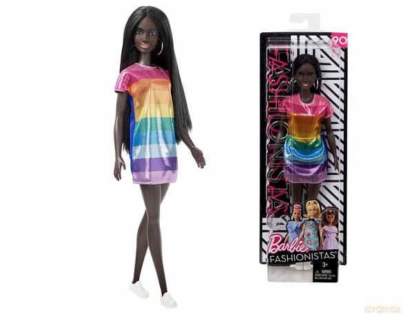 Lalka Barbie Fashionistas Sukienka kolorowe paski FJF50