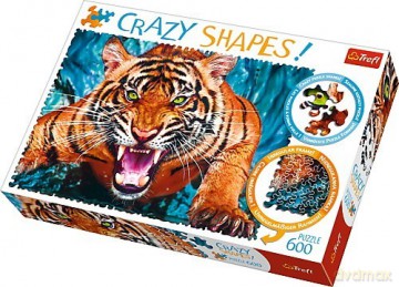 TREFL 600 el. Crazy Shapes - Oko w oko z tygrysem [PUZZLE]