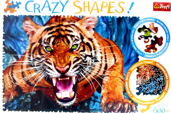 TREFL 600 el. Crazy Shapes - Oko w oko z tygrysem [PUZZLE]