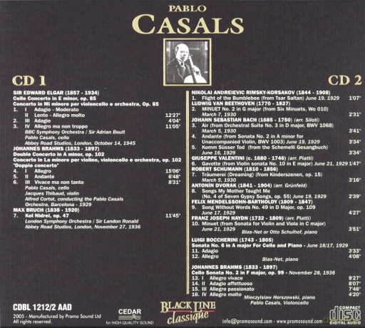 Pablo Casals: The Art Of Cello - Works By J.s. Bach-Elgar-Bruch [CD]