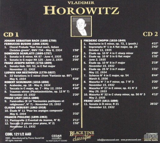 Vladimir Horowitz: The Art Of Piano - Works By Js Bach-Beethoven-Liszt [CD]