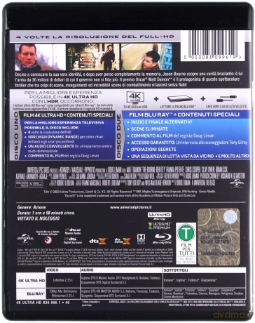 The Bourne Identity (Tożsamość Bourne'a) [Blu-Ray 4K]+[Blu-Ray]