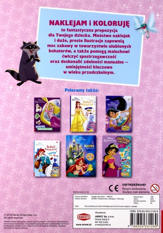 Disney Księżniczka. Naklejam i koloruję [KSIĄŻKA]