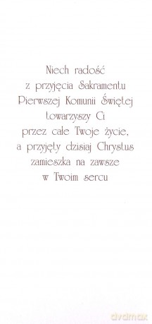 Karnet Komunia Kielich różowy