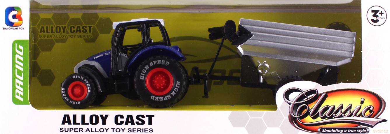 Traktor metalowy z przyczepą