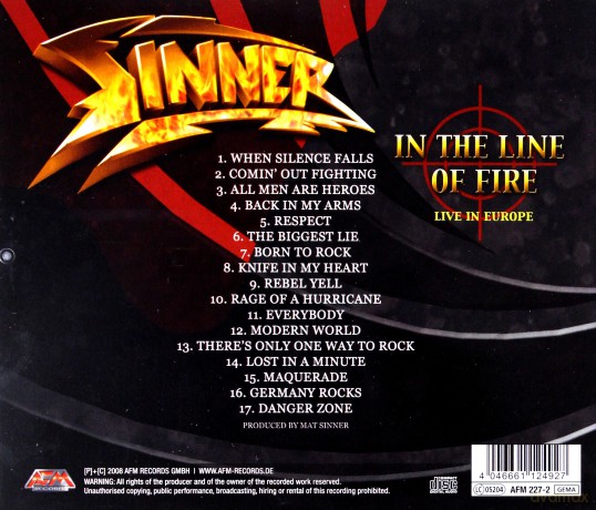 Sinner: In The Line Of Fire [CD]