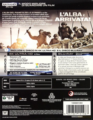 Rise of the Planet of the Apes (Geneza planety małp) [Blu-Ray 4K]+[Blu-Ray]