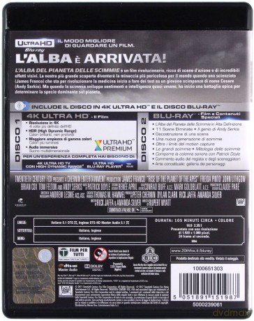 Rise of the Planet of the Apes (Geneza planety małp) [Blu-Ray 4K]+[Blu-Ray]
