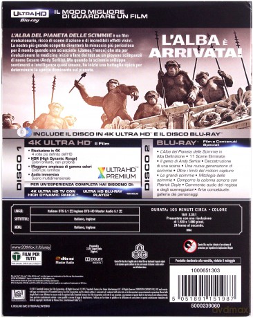 Rise of the Planet of the Apes (Geneza planety małp) [Blu-Ray 4K]+[Blu-Ray]