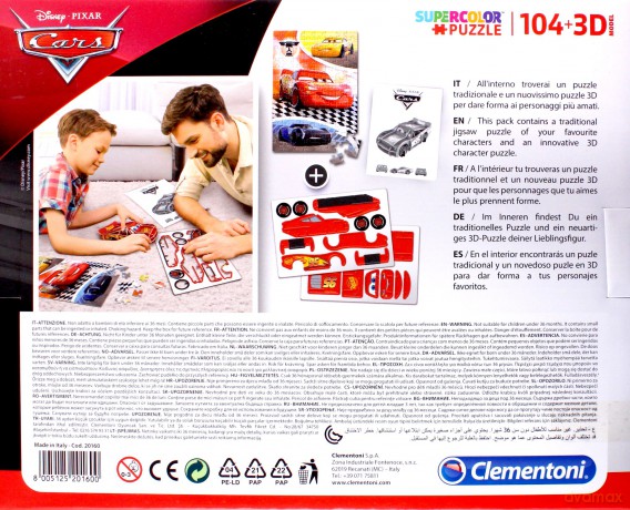 CLEMENTONI 104 el. + 3D model Cars [PUZZLE]