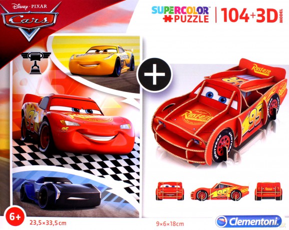 CLEMENTONI 104 el. + 3D model Cars [PUZZLE]