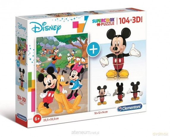 CLEMENTONI 104 el. + 3D model Mickey Mouse [PUZZLE]