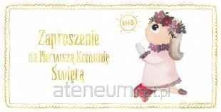 Zaproszenie - Komunia dziewczynka złoty (10 szt.)