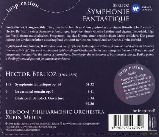 Zubin Metha: Inspiration: Berlioz: Symphonie Fantasique [CD]