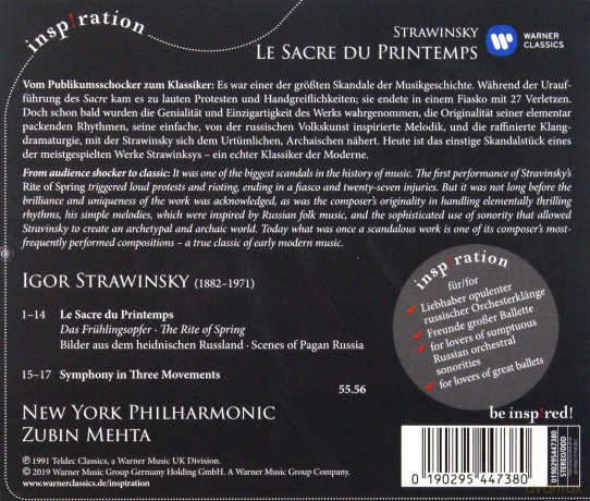 Zubin Metha: Inspiration: Stravinsky - Le Sacre Du Printemps [CD]