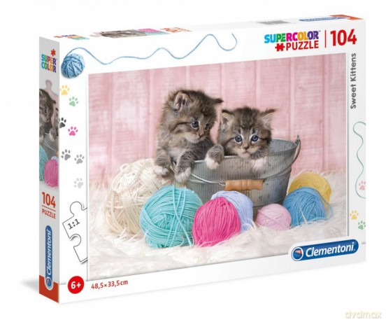 CLEMENTONI 104 el. Super Kolor - Słodkie kotki [PUZZLE]