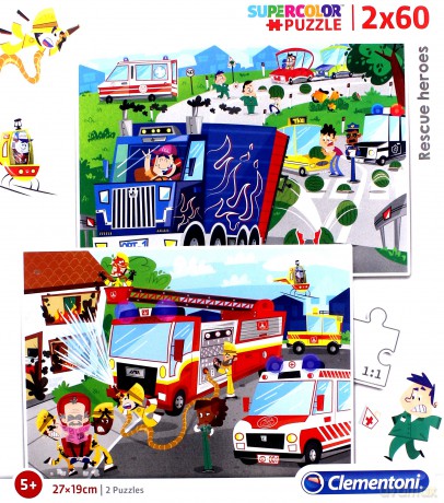 CLEMENTONI 2 x 60 el. Super Kolor - Rescue Heroes [PUZZLE]
