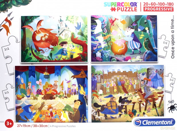 CLEMENTONI 20+60+100+180 el. Super Kolor - Pewnego razu [PUZZLE]