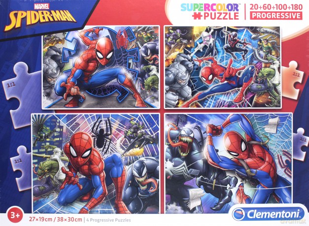 CLEMENTONI 20+60+100+180 el. Super Kolor - Spider-Man [PUZZLE]