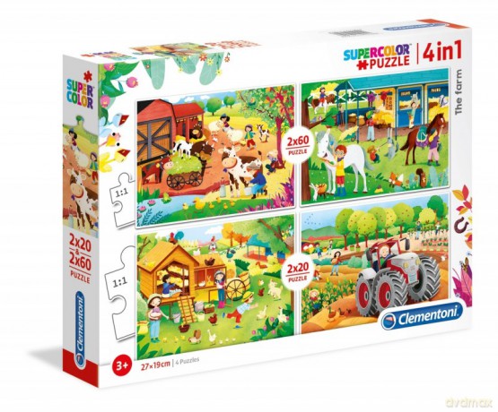 CLEMENTONI 2x20+2x60 el. Super Kolor - Farma [PUZZLE]