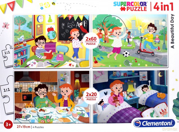 CLEMENTONI 2x20+2x60 el. Super Kolor - Piękny dzień [PUZZLE]